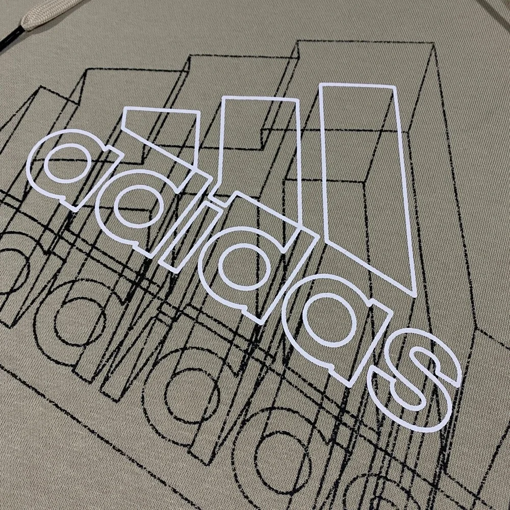 Adidas Tech 3D Trefoil Graphic Logo Sweatshirt Hoodie Adult XXL Beige